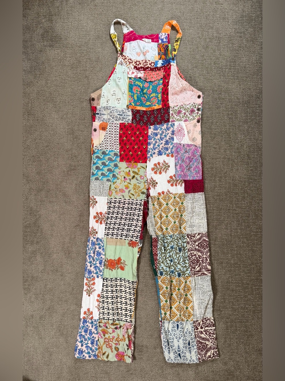 Ashley Taylor Bohemian Bloom Assorted Patchwork Overalls Cotton One Size Boho